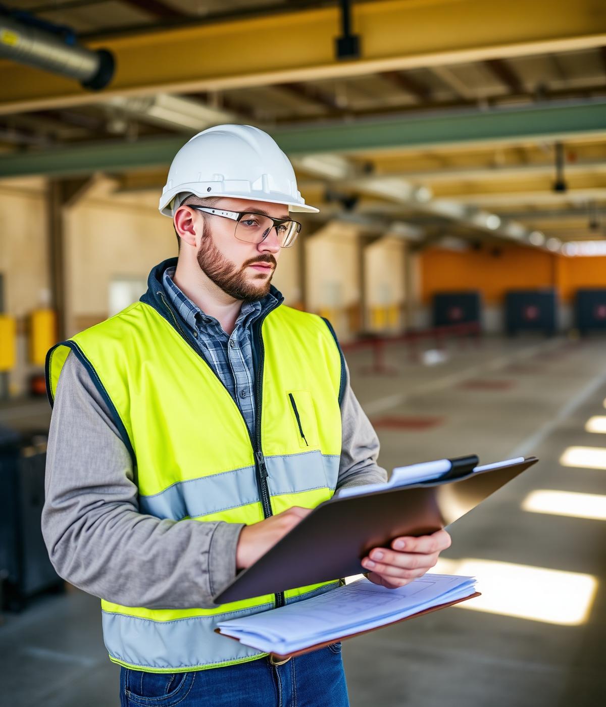 Range safety specialist reviewing shooting facility compliance plans